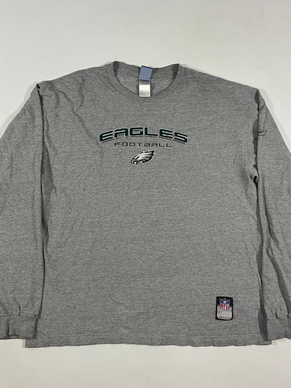 Vintage Reebok NFL Philadelphia Eagles Football Long Sleeve Tee Gray XL